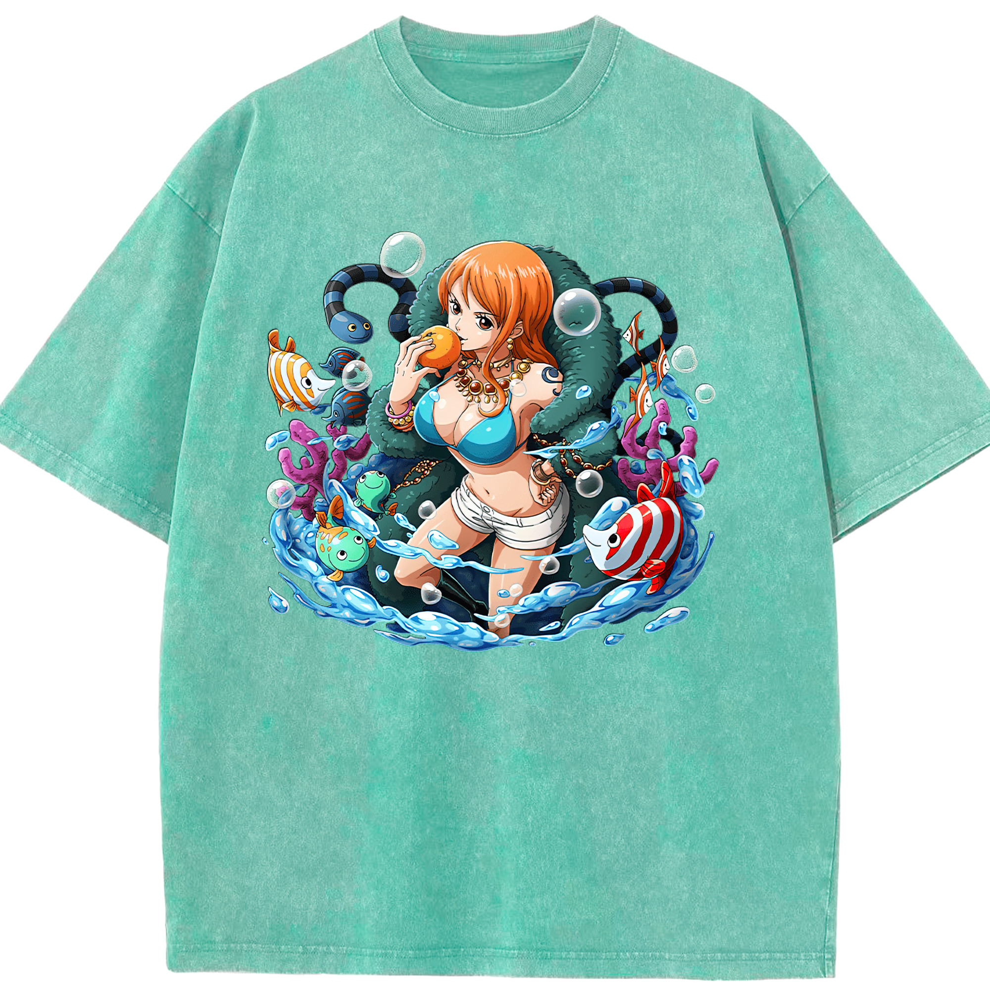 ワンピース ナミ ONE PIECE Nami 綿100% ヴィンテージ風 半袖Tシャツ（フロントプリント）